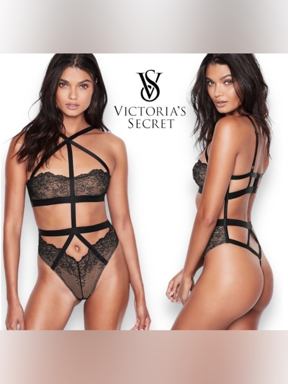 Victoria's Secret VERY SEXY Strappy High Neck Teddy Size XL Lingerie